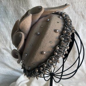 June's Young Statement Hat, church, derby, pearls